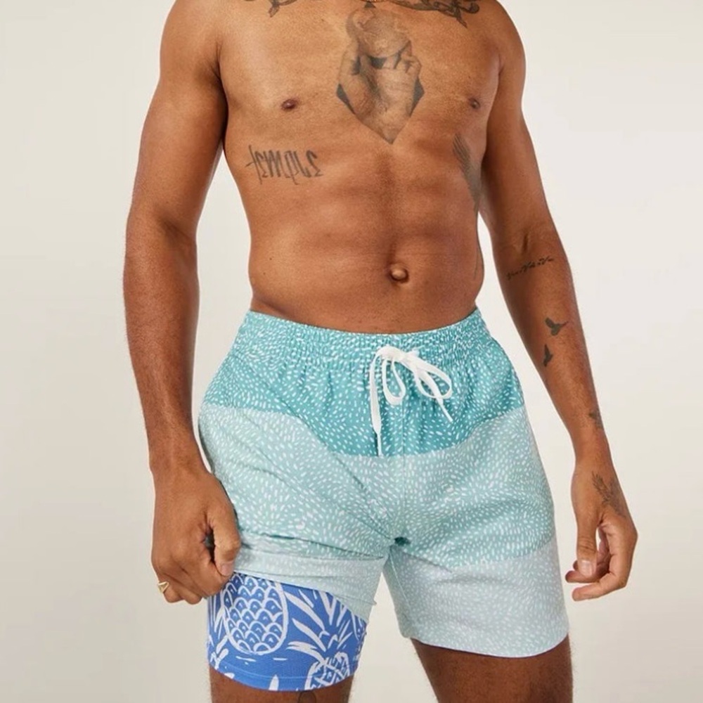 Chubbies Teal‎ and Blue Patterned Swim Shorts